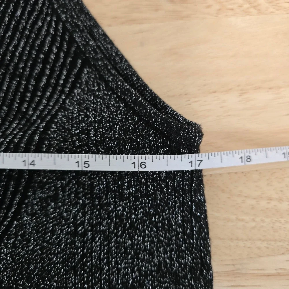 By Anthropologie Womens XL Black Silver Metallic Chevron Ribbed Knit Tank Top - Picture 5 of 8